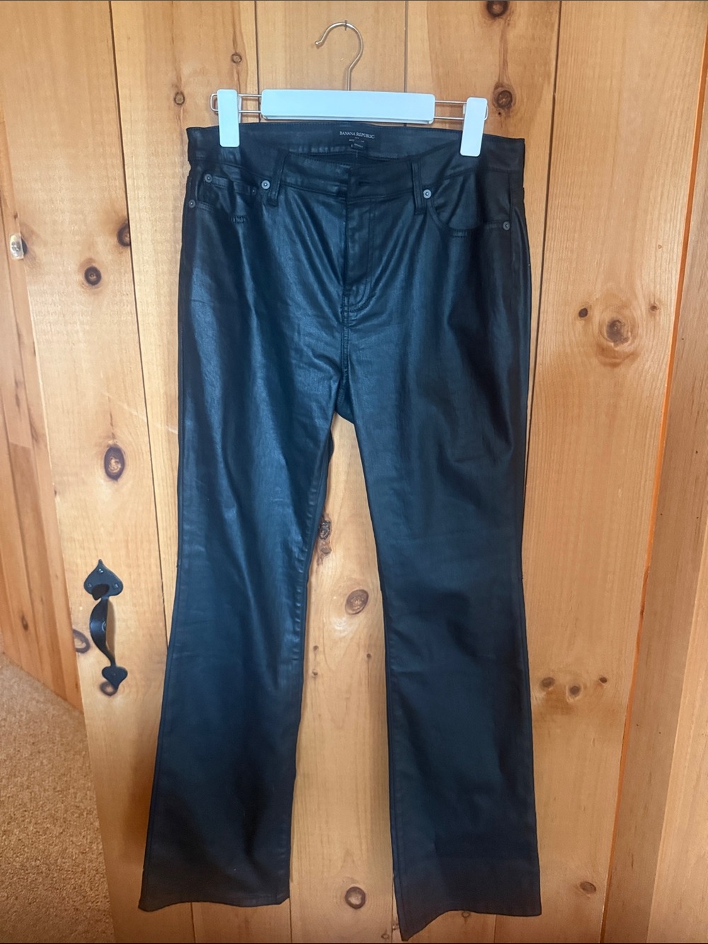 NWOT Banana Republic Coated Black Flared Pants